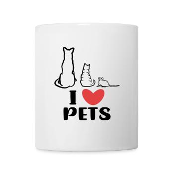 J’aime les animaux de compagnie Chat Chien Souris Déclaration Coeur - Mug blanc - blanc - Devant