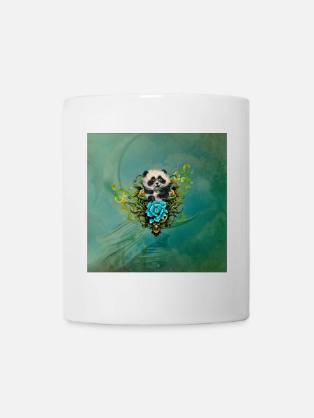 Niedlicher kleiner Panda mit Blumen - Tasse - Weiß