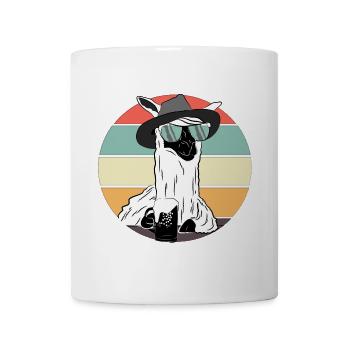Cool party llama with hat, beer and sunglasses - Mug - white - Front