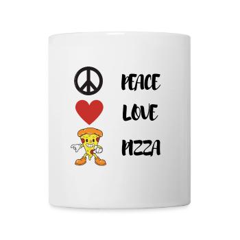 Peace, Love, pizza, mignon, amateur de pizza ! - Mug blanc - blanc - Devant