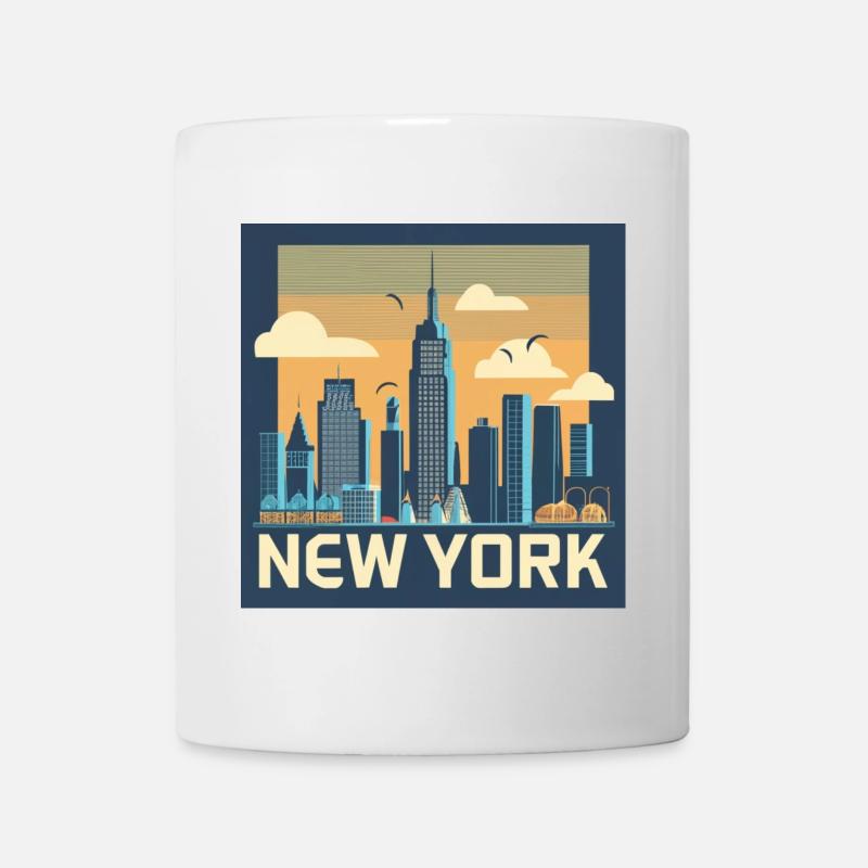 Imprimé rétro New York Skyline - Mug blanc - blanc
