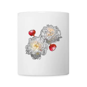 Pfingstrosen, Blumenmotive, gartenliebhaber - Tasse - Weiß - Vorne