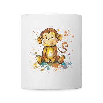 Illustration à l’aquarelle de singe ludique - Mug blanc - blanc - Devant
