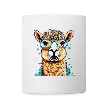 Lama mit Brille bunte Farbsplash - Tasse - Weiß - Vorne