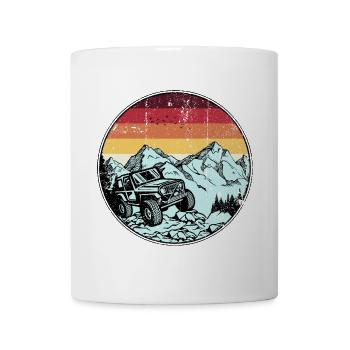 Coucher de soleil rétro Jeep Peaks - Mug blanc - blanc - Devant