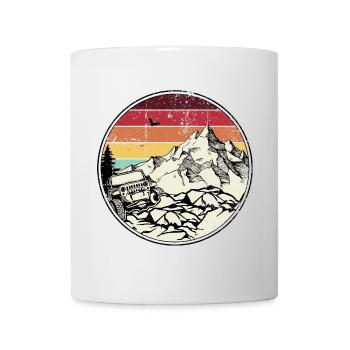 Rainbow Sunset Mountain Offroad Jeep - Mug - white - Front