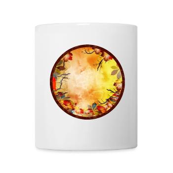 leuchtend bunter Herbst Rahmen mit Herbst Laub - Tasse - Weiß - Vorne
