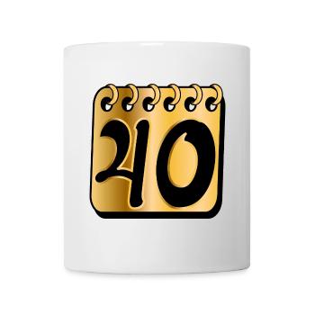 Zahl Vierzig - 40. Geburtstag - Tasse - Weiß - Vorne
