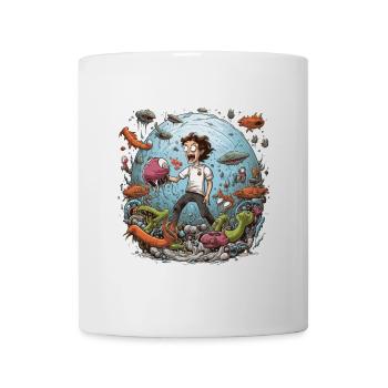 Funny Alien Planet Confused Human Shirt - Mug - white - Front