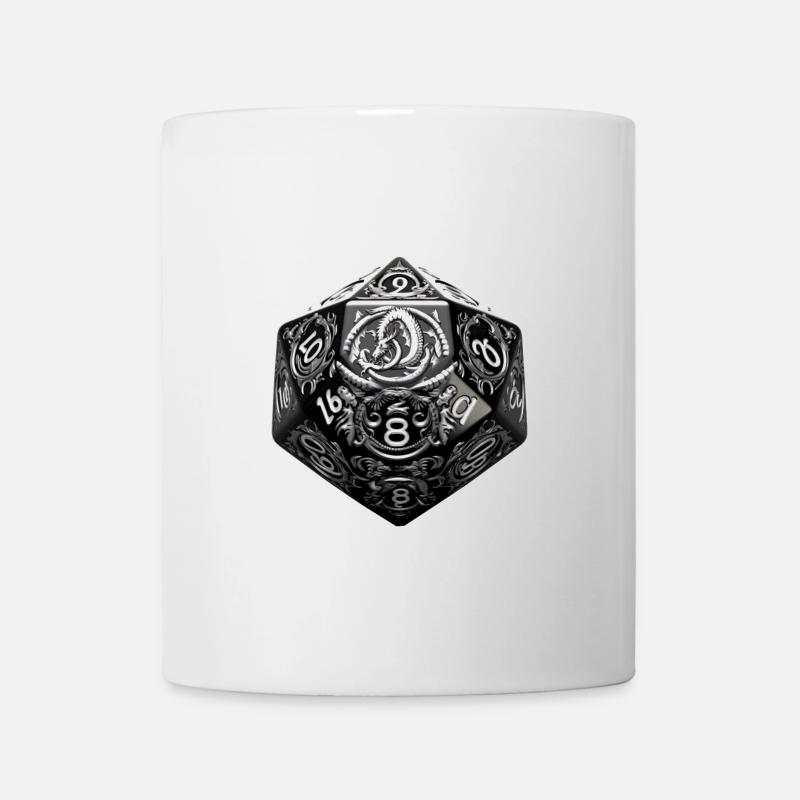 Schwarzer W20 Mit Drachensymbol RPG Shirt - Tasse - Weiß
