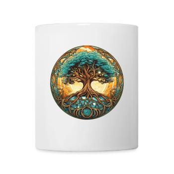 Prächtiger Lebensbaum Farben Nature Shirt - Tasse - Weiß - Vorne