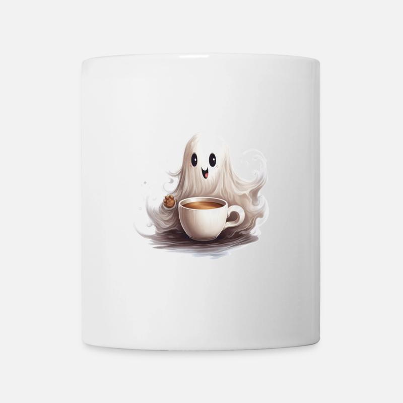 Bébé fantôme avec un grand t-shirt d’Halloween en forme de café - Mug blanc - blanc