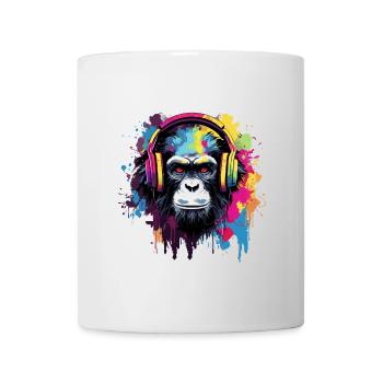 Monkey with headphones music - Mug - white - Front