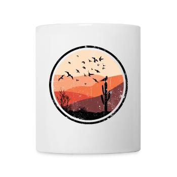 Désert Coucher De Soleil Oiseaux Silhouette - Mug blanc - blanc - Devant