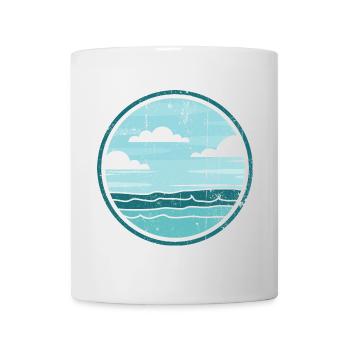 Circular Ocean Horizon Emblem in Teal - Mug - white - Front