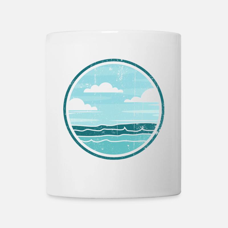 Emblème circulaire Ocean Horizon en sarcelle - Mug blanc - blanc