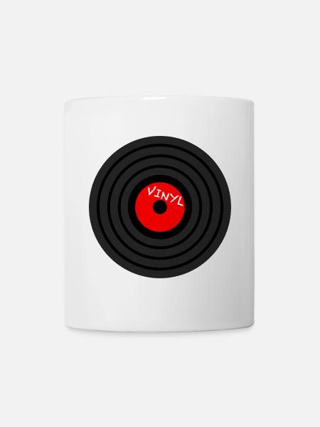 Schallplatte Vinylkreis Retro Red-Label - Tasse - Weiß