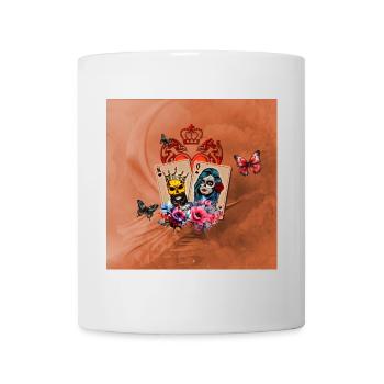 Playing cards King of hearts and queen of swords - Mug - white - Front