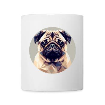 Hund Mops Polygon Geometrie - Tasse - Weiß - Vorne