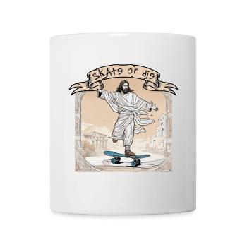 skate or die - Jesus auf Skateboard antikes Foto - Tasse - Weiß - Vorne