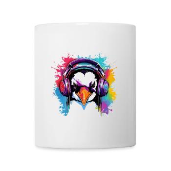 Penguin with headphones, penguins, animals, zoo animals - Mug - white - Front