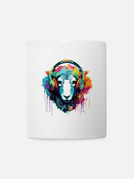 Moutons avec écouteurs Moutons animaux - Mug blanc - blanc