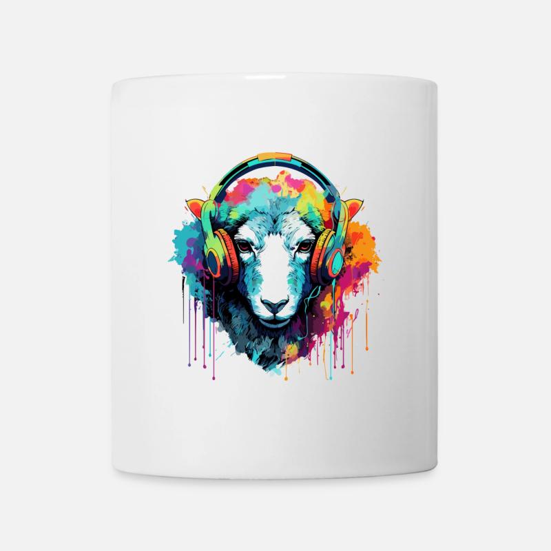 Moutons avec écouteurs Moutons animaux - Mug blanc - blanc