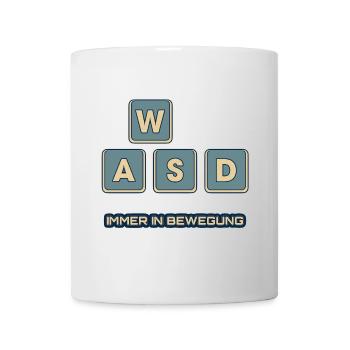 WASD - immer in Bewegung - Tasse - Weiß - Vorne
