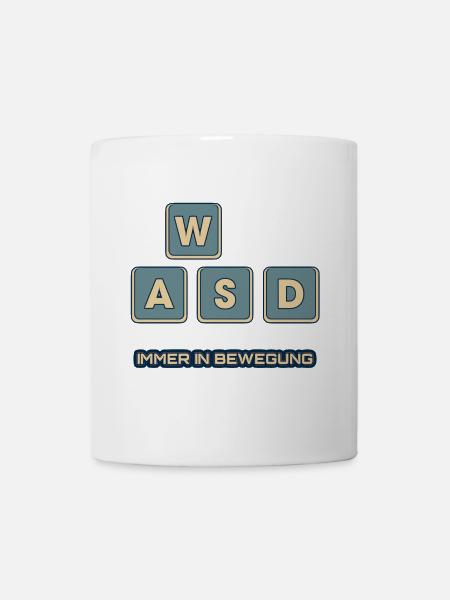 WASD - immer in Bewegung - Tasse - Weiß