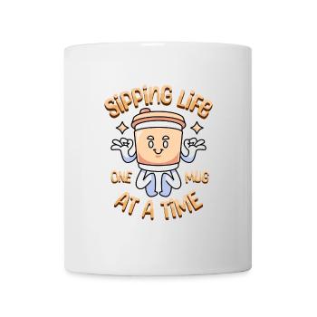 Schlürfen des Lebens Lustiger Kawaii-Kaffee - Tasse - Weiß - Vorne