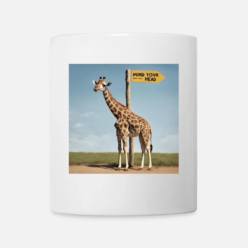 Giraffe Meme ''Mind your Head'' - Printflow - Tasse - Weiß