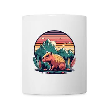Capybara with Retro Sunset - Mug - white - Front