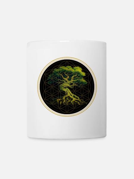 Weltenbaum Yggdrasil Weltesche Logo - Tasse - Weiß