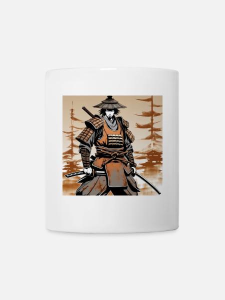 Samurai im Ocker-Rüstungsstil - Tasse - Weiß