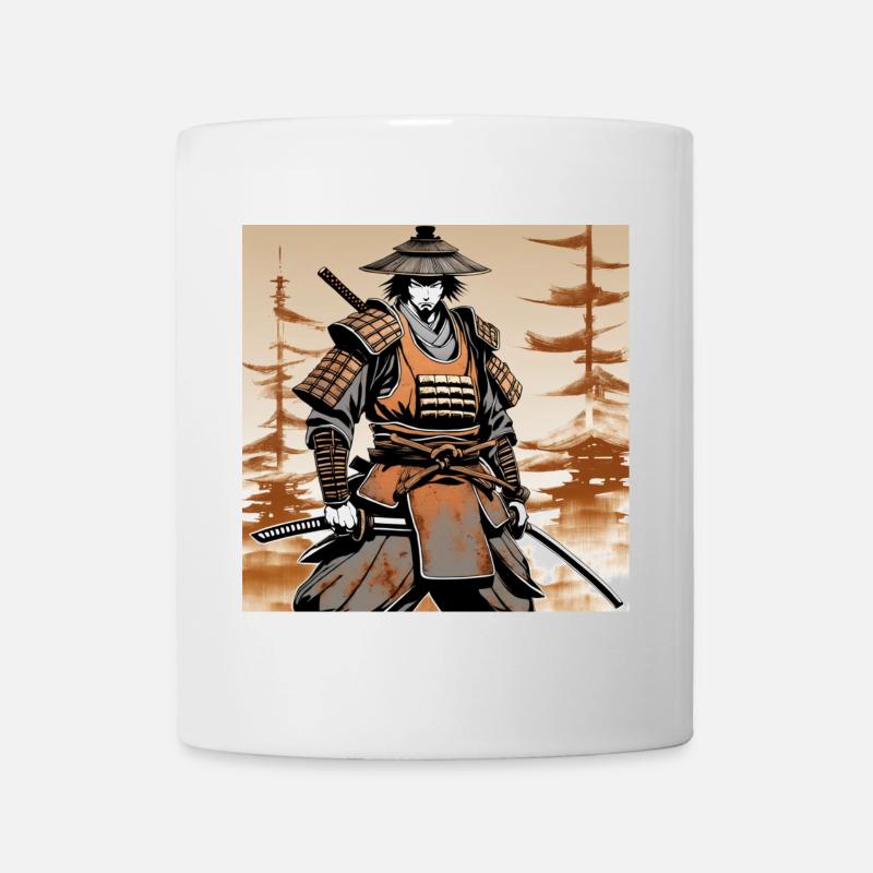 Samurai im Ocker-Rüstungsstil - Tasse - Weiß