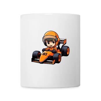 Pilote de course en voiture orange - 81 - Formula Car - Mug blanc - blanc - Devant