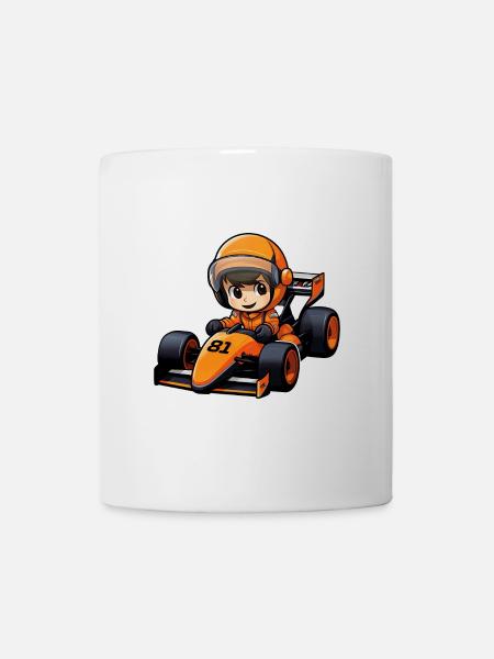 Pilote de course en voiture orange - 81 - Formula Car - Mug blanc - blanc