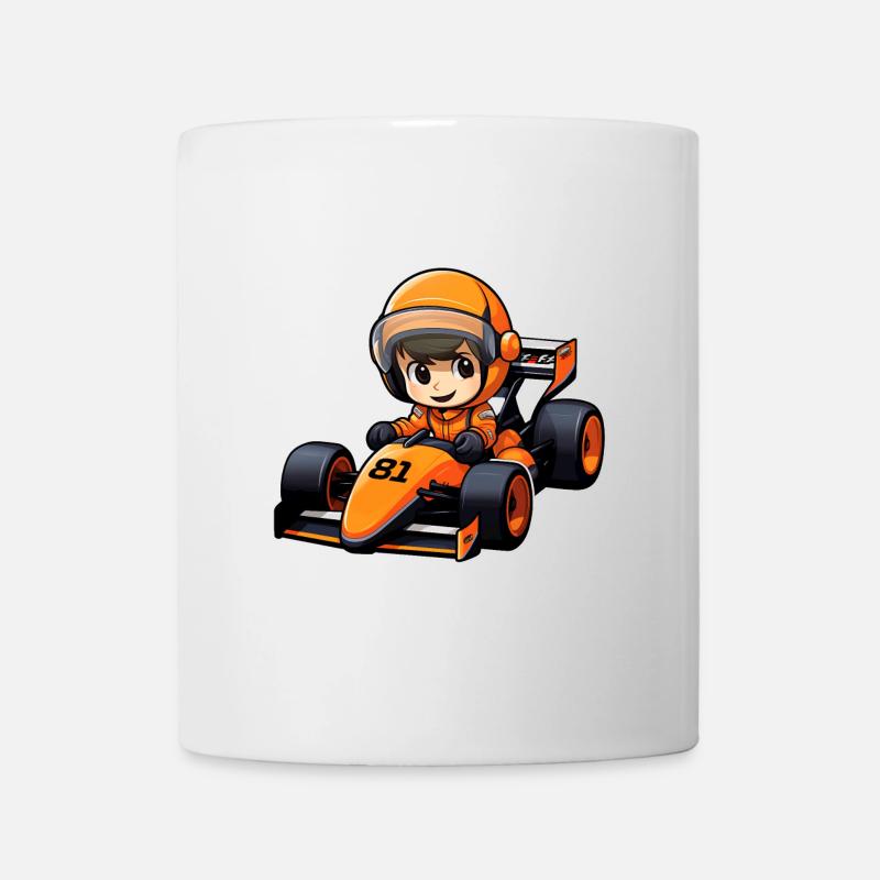 Pilote de course en voiture orange - 81 - Formula Car - Mug blanc - blanc