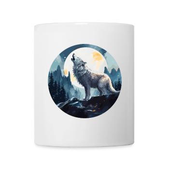 Ein Wolf, der unter dem Vollmond heult - Tasse - Weiß - Vorne