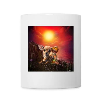 La petite fée et le faon mignon. - Mug blanc - blanc - Devant