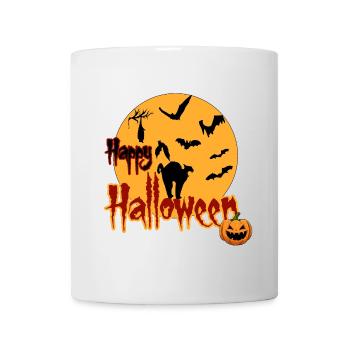 Happy Halloween Vollmond Katze - Tasse - Weiß - Vorne
