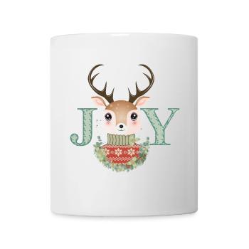 cute deer with sweater and christmas wreath - Mug - white - Front