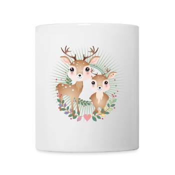 two cute deer - in a radiant frame - Mug - white - Front