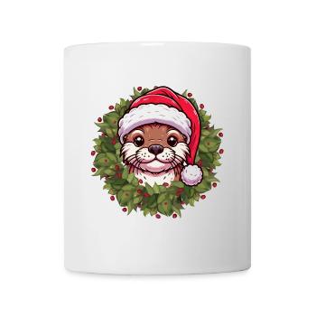 Weihnachts-Otter Design für Festliche Momente - Tasse - Weiß - Vorne