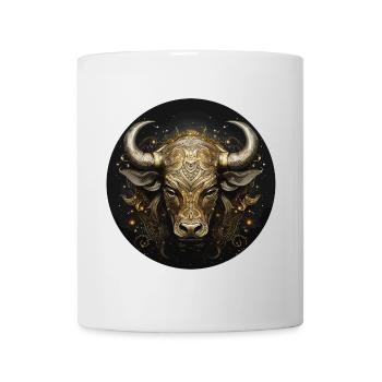 Goldener Stierkopf Ornament - Tasse - Weiß - Vorne