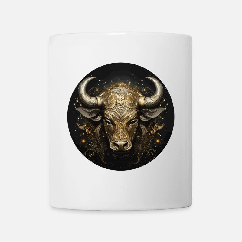 Golden Bull Head Ornament - Mug - white
