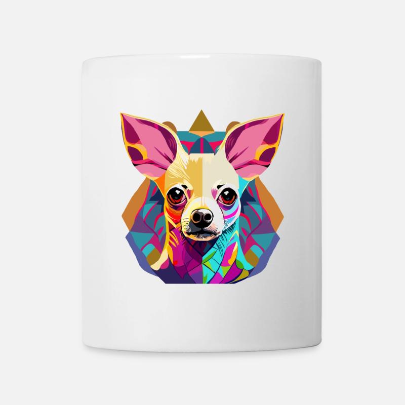 Farbenfrohe Chihuahua Illustration - Tasse - Weiß
