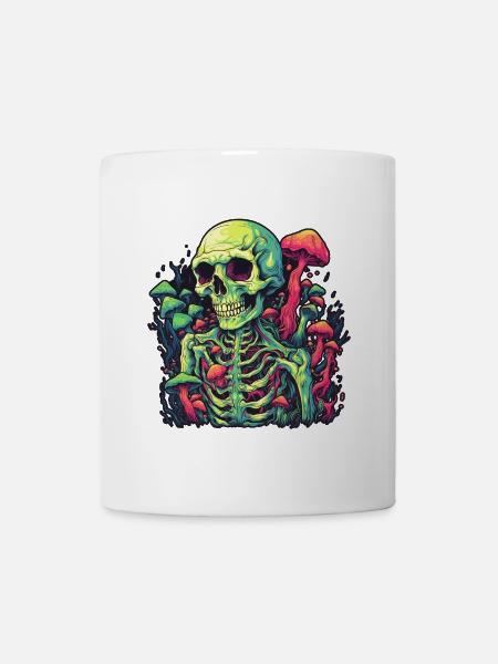 Squelette de champignon d’horreur - Joyeux Halloween - Mug blanc - blanc
