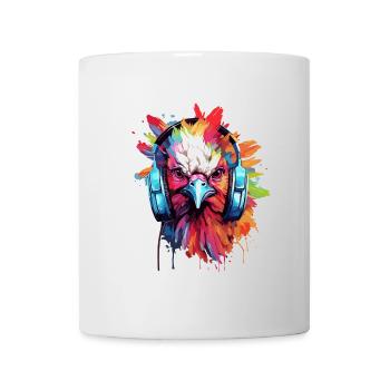 Poulet Coq Avec Casque Musique Poules Poulets - Mug blanc - blanc - Devant