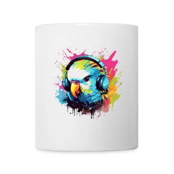 Budgie with headphones Budgies Bird - Mug - white - Front